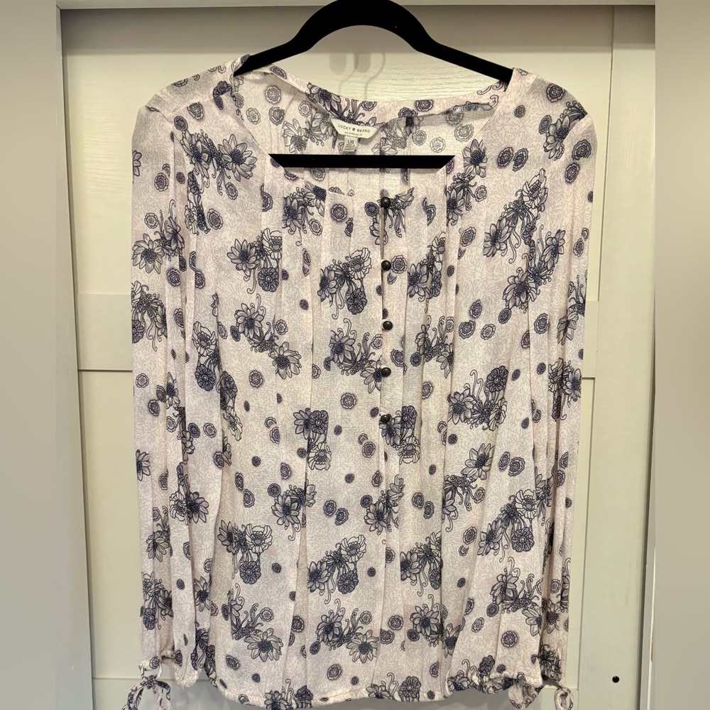 Lucky Brand Black and White Floral Blouse